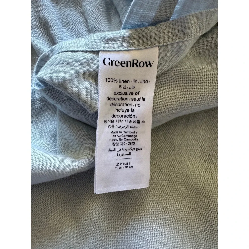 GreenRow Shabby Chic Pearl Blue Linen Ruffle Crochet Set of 2 King Pillow Cases
